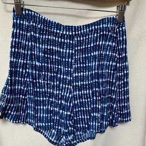 Blue polka dot high waisted shorts